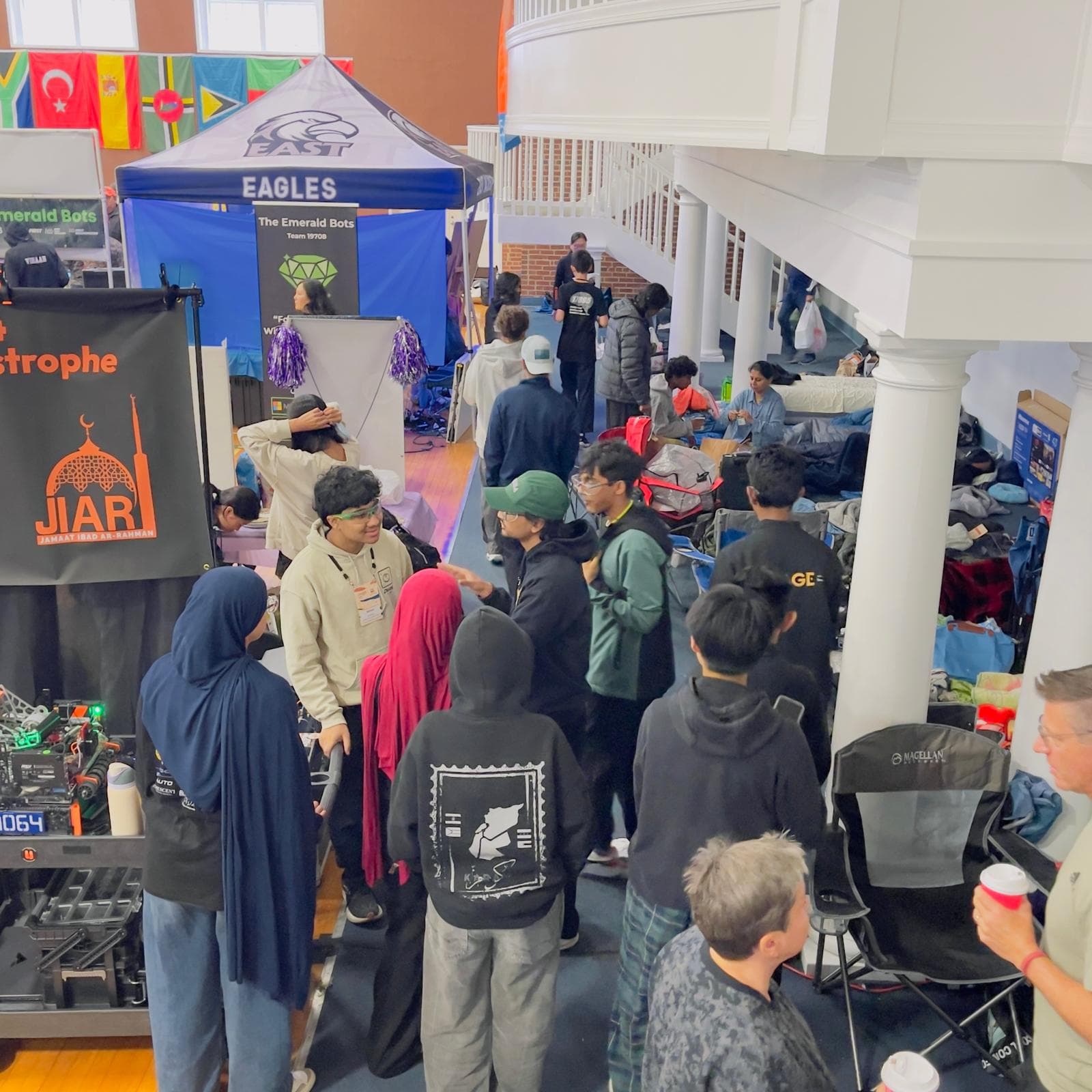 The ITKAN Janktastrophe pit area with the 24064 robot cart and team banner at the Carolinas Premier Event
